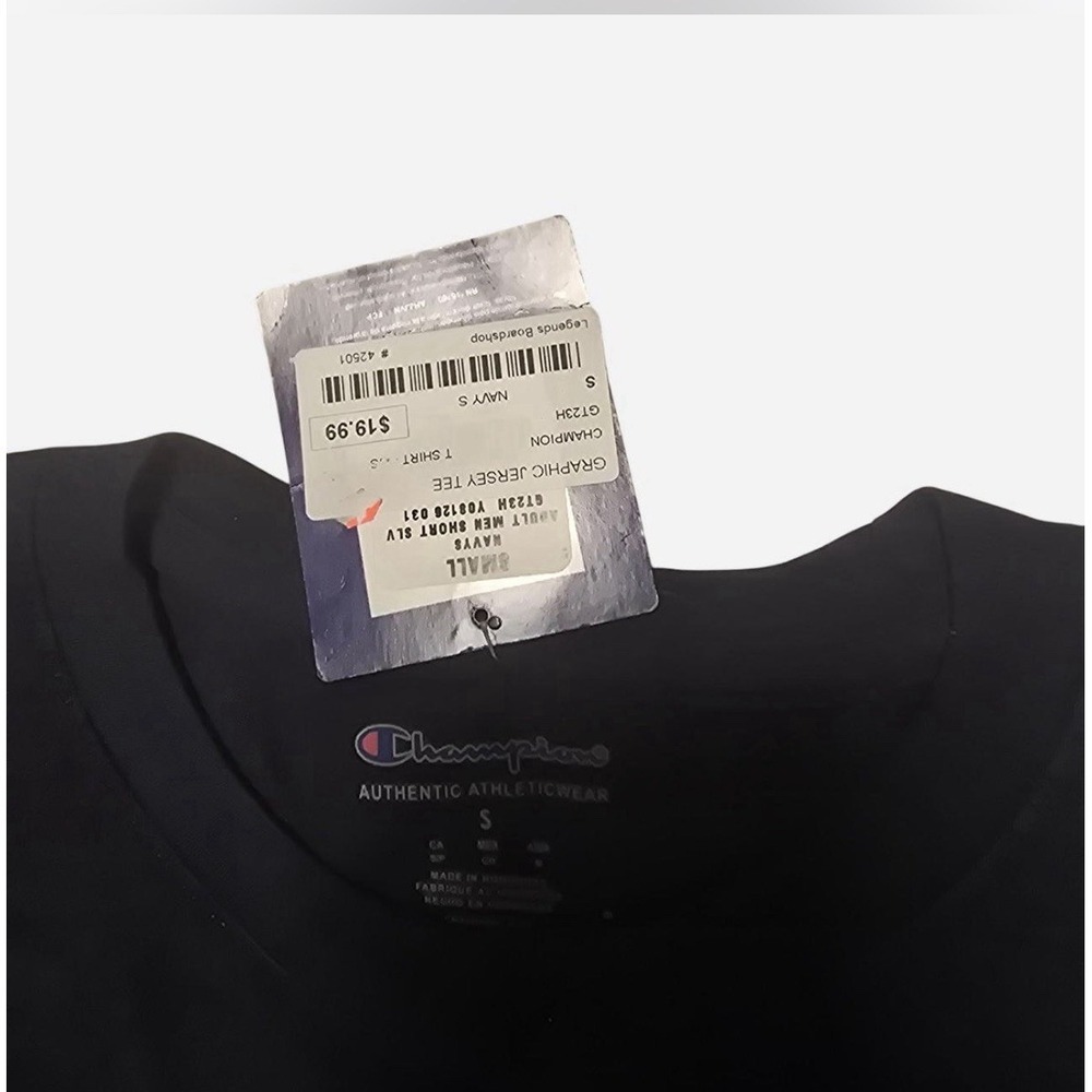 Navy blue Champion cotton tee with red and white logo - Small - Picture 4 of 5